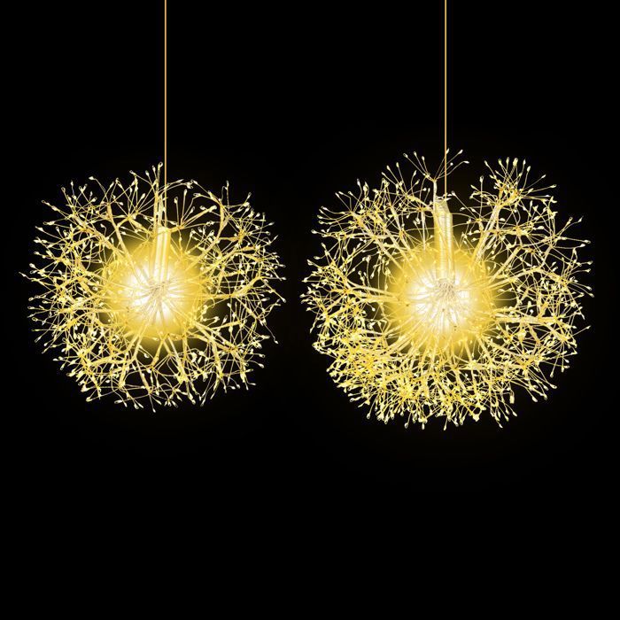 COSTWAY 2 Lampes de Noël à Suspendre en Forme de Pissenlit 54 cm et 44 cm 1488 LED Blanc Chaud Boule Lumineuse pour Maison COSTWAY 2 Lampes de Noël à Suspendre en Forme de Pissenlit 54 cm et 44 cm 1488 LED Blanc Chaud Boule Lumineuse pour Maison