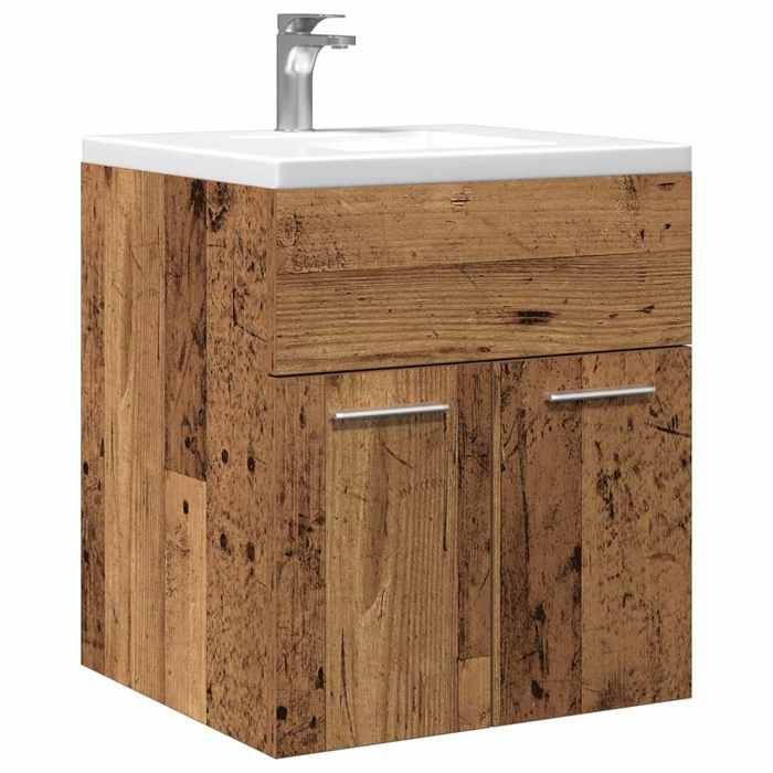 vidaXL Meuble lavabo de salle de bain vieux bois bois dingénierie 856205