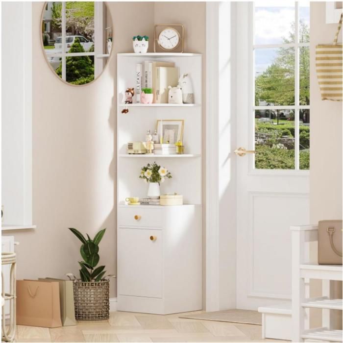 Bibliothèque Dangle À Poser - Mipan - 3 Étagères Ouvertes 1 Tiroir Et 1 Armoire Avec Portes Étagère De Rangement