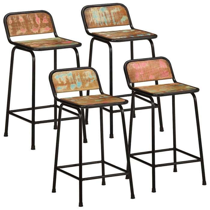vidaXL Tabourets de bar lot de 4 46x35 5x80cm bois massif récupération chaise chaise de bar de cuisine chaise de bistrot 4013533