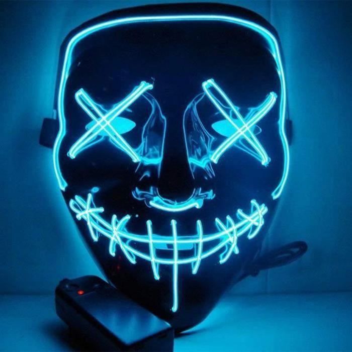 Masque dHalloween LED Light up KING - Bleu - Pour Festival Cosplay Costume dHalloween