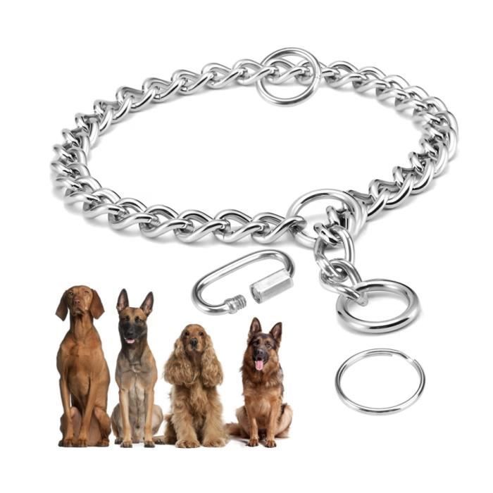 Comparer les prix de Collier Etrangleur pour Chien 65CM Collier Chaine Chien Collier Chien en Acier Contrle Rglable Collier de Chien en Mtal COLLIER