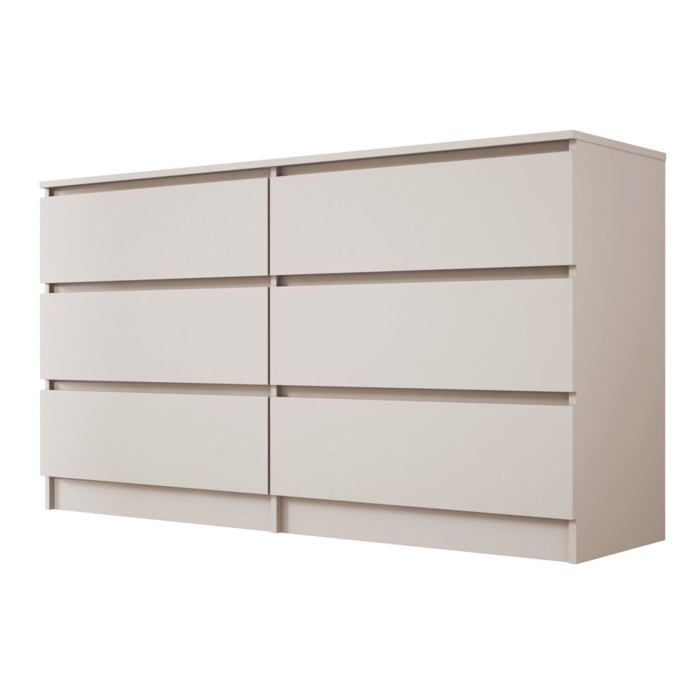 Commode - Cachemire - 6 tiroirs - 139 x 79 x 39 cm - Design contemporain - Rangement fonctionnel