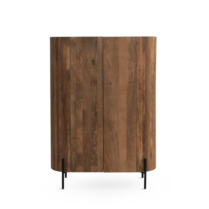 Buffet haut de forme elliptique 2 portes en bois de manguier massif. – REF.11387 Buffet haut de forme elliptique 2 portes en bois de manguier massif. – REF.11387