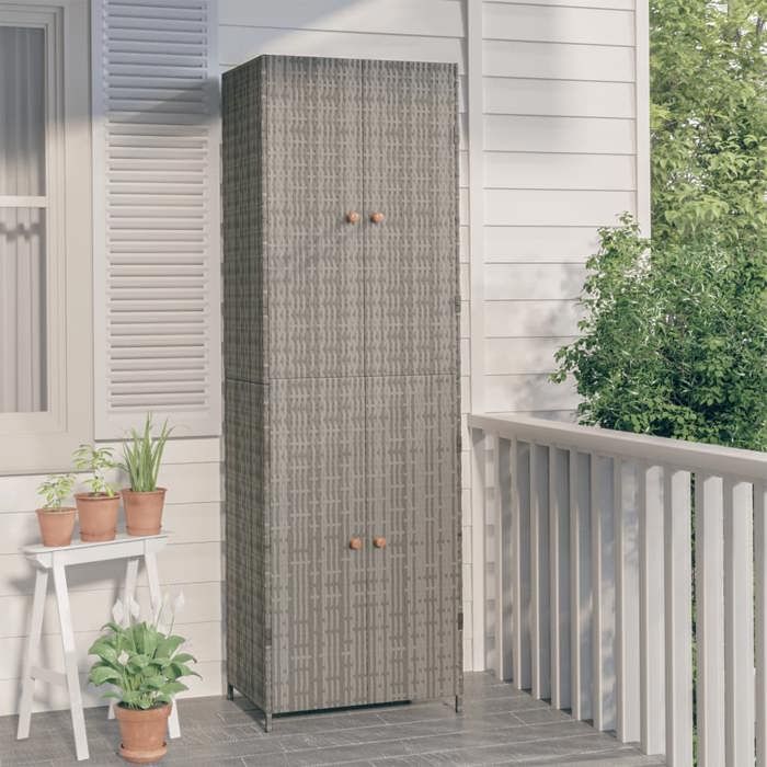 Clarence* Armoire de rangement jardin - SOLOMON - Abri de jardin Gris 59x40x180 cm Résine tressée &Europ4544367