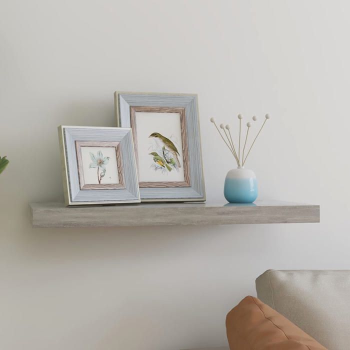 （1466662)Étagère murale Charge Maximal 20 Kg Scandinave - style Étagère murale flottante gris béton 60x23 5x3 8 cm MDF