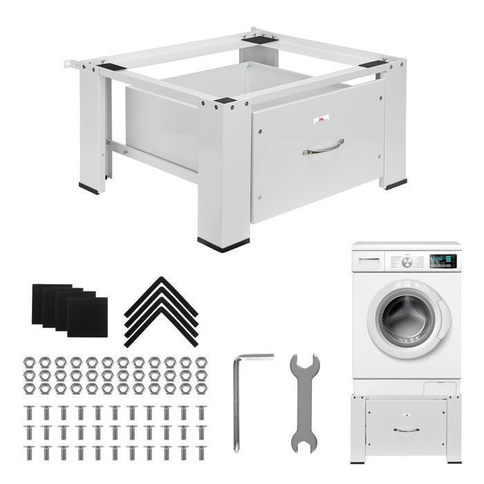 Socle pour lave-linge - Maclean - MC-117 W - Charge max. 150kg - Couleur blanc - Acier robuste