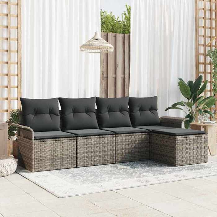 vidaXL Canapé d’extérieur avec coussin 5 pcs polyrotin - vue 6