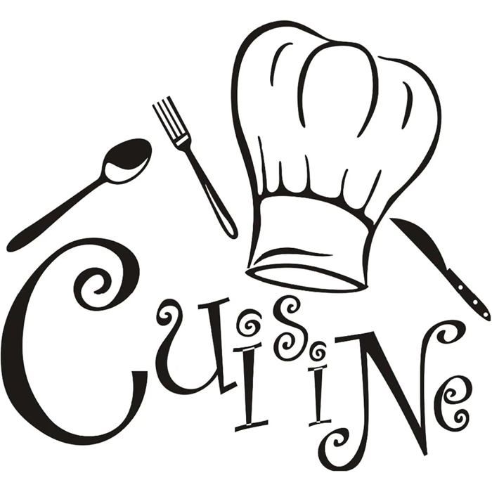 Sticker mural - Toque et fourchette de chef - Décoration de cuisine et de salle à manger