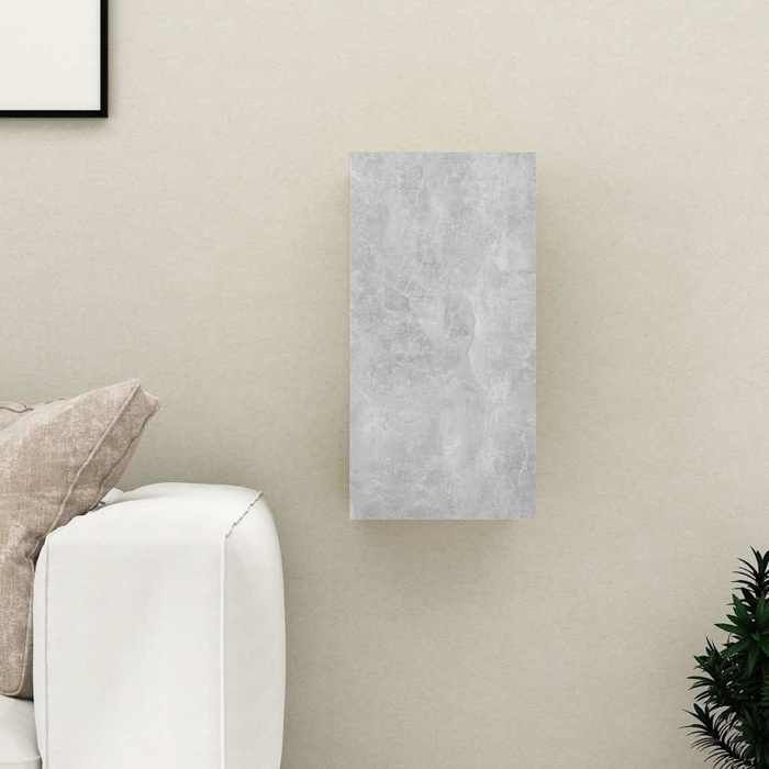 Meuble TV suspendu gris béton - VIDAXL - 305x30x60 cm - Bois dingénierie - Gris béton - 2 étagères - Capacité 60 kg