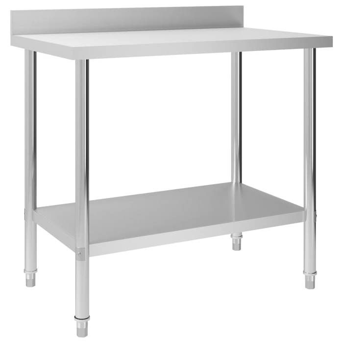 SALE 2026 Résistant et robuste - Table de travail de cuisine avec dosseret 100x60x93cm Inox PRO460625512