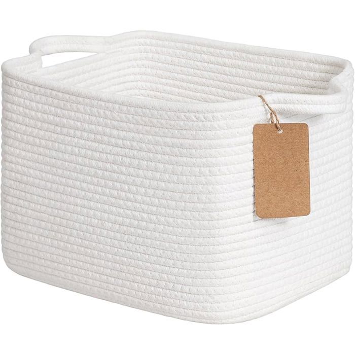 Lot De 3 Paniers De Rangement Tissés Gris En Corde De Coton Avec