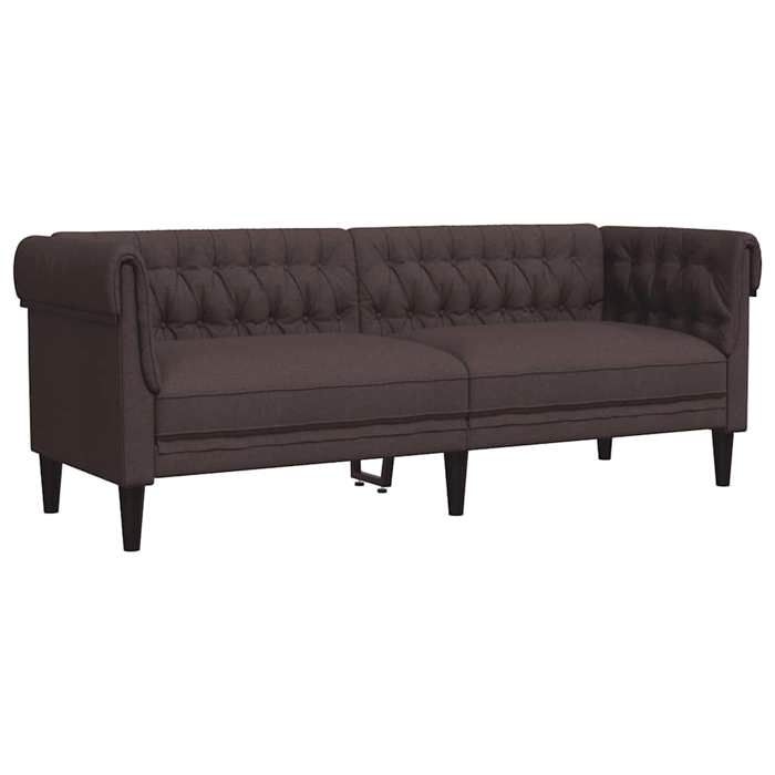 Tissu Sofa Fixe - LEMON - Canapé Chesterfield 3 places - 100 % polyester - marron foncé 201.5x74.5x74.5 cm SS679