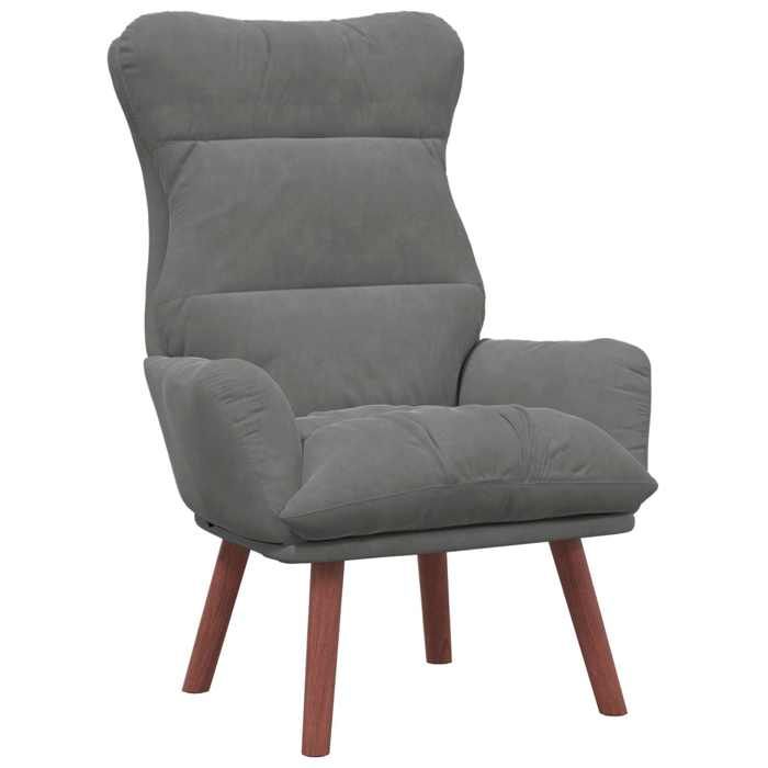 Les Soldes Fauteuil de Salon Scandinave (1 PLACE) - CLOUD - Chaise de Détente - Gris foncé 69x74x93 cm Velours J6361