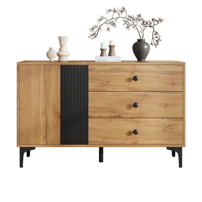 Buffet en bois noir - moderne et simple salon -chambre multifonction - 120L x 35B x 76H(cm)