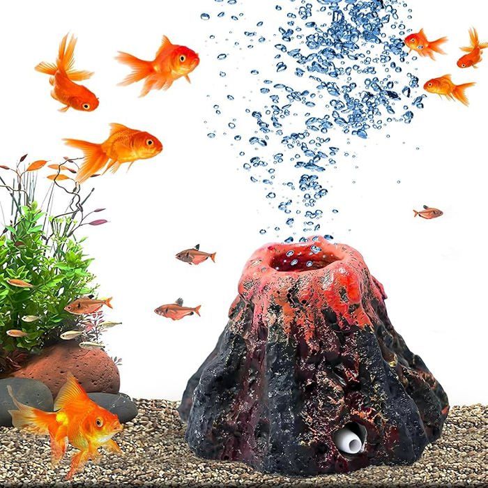 Décoration Volcanique avec Pompe à Bulles pour Aquarium