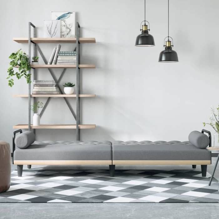 Promo 2026Canapé-lit - SARAZYJ - meuble de salon - 2 PERSONNES - avec accoudoirs gris clair tissu - S3548461