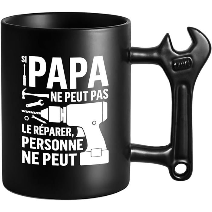 Tasse Papa Si Papa Ne Peut Pas Le Réparer Personne Ne Peut Mug Tasse Outil 350 ml avec Poignée Clé à Molette Cadeau Papa