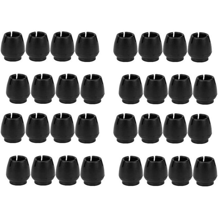 Housses pour pieds de chaise - PZCC - 32 pièces - Caoutchouc souple - Ø 12–17 mm - Noir