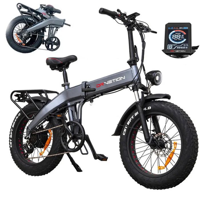 Vélo électrique pliant DrveTion BT20 Fatbike Moteur 750 W-Samsung 48V 14Ah 45KM/H bleu-gris
