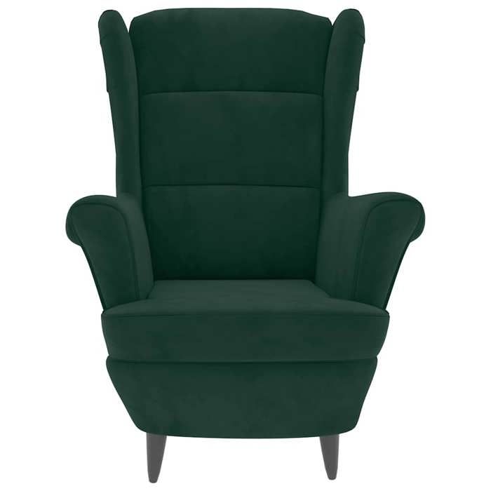 Chaise simple - Vert - Fauteuil à oreilles - 1 PC - avec tabouret vert foncé velours 78x90x96.5 cm F8345