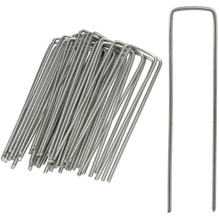 Piquets de fixation pour tente - DEKOPRO - Lot de 50 sardines - Longueur 15 cm - Largeur 3 5 cm - Diamètre 0 3 mm