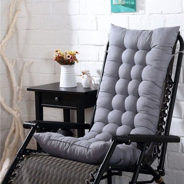 Coussin de Chaise Coussin Matelas pour Chaise Fauteuil Transat de Jardin Terrasse 110x40cm -GRIS