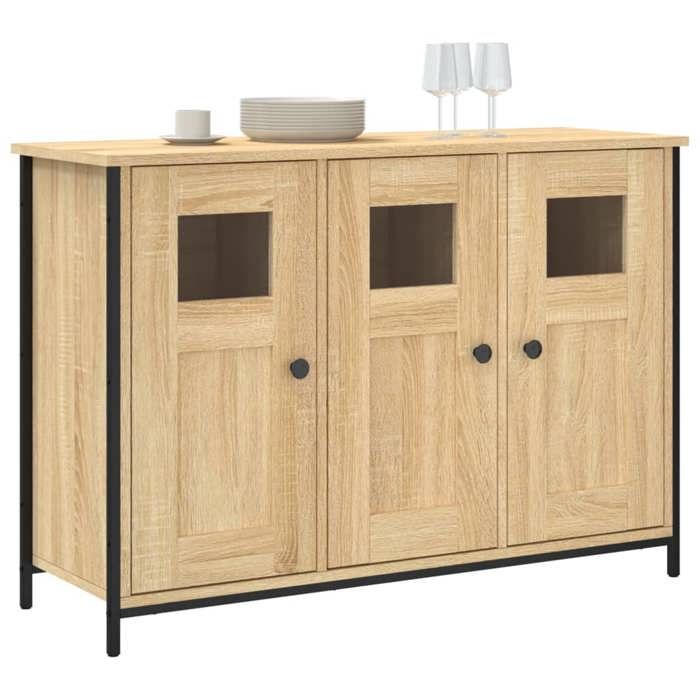 (14856)Commode - contemporain - Buffet rangement - chêne sonoma 100x35x70 cm bois dingénierie poid:28.98 kg