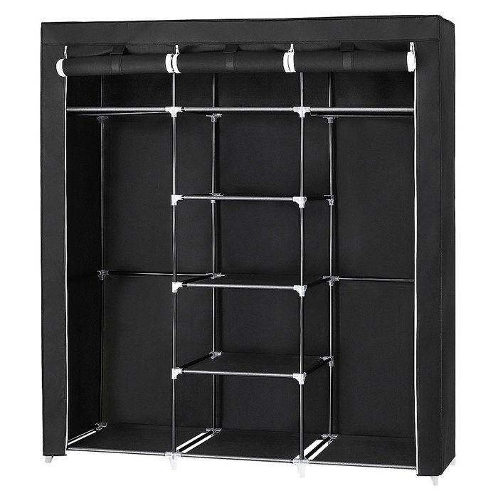 KEDIA Armoire Portable Armoire Solide pour Chambre à Coucher Dressing pour Chambre Bureau (175x150x45)cm noir