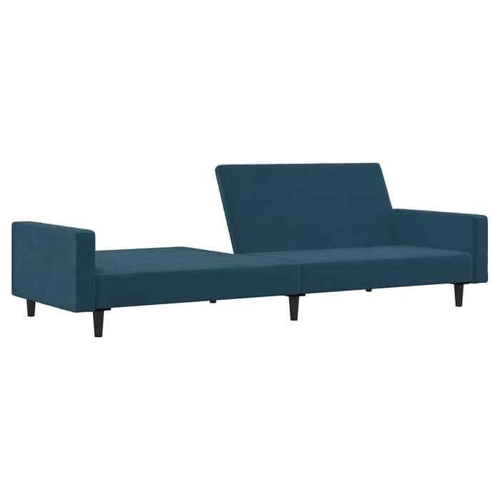 Bleu SOFA Convertible - Moderne - Canapé-lit - à 2 places - 2 personnes - Bleu Velours C665