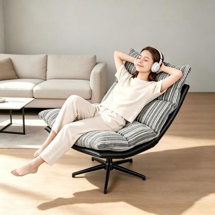 Fauteuil pivotant à basculepivotement à 360 degrésdossier réglable sur 3 niveauxinclinable ergonomique pour salonchambrebureau