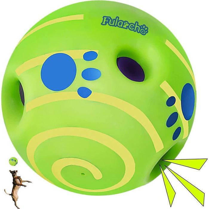 Balle interactive Giggle Ball pour grands chiens balle oscillante Wag Ball de 14 cm jouet indestructible et amusant qui couine p
