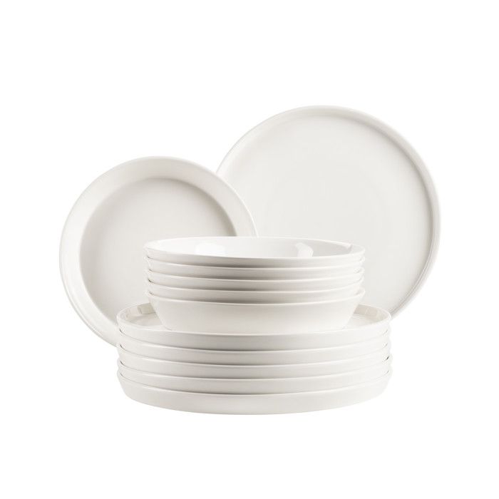 Mäser Service de table SITA 12 pièces blanc porcelaine