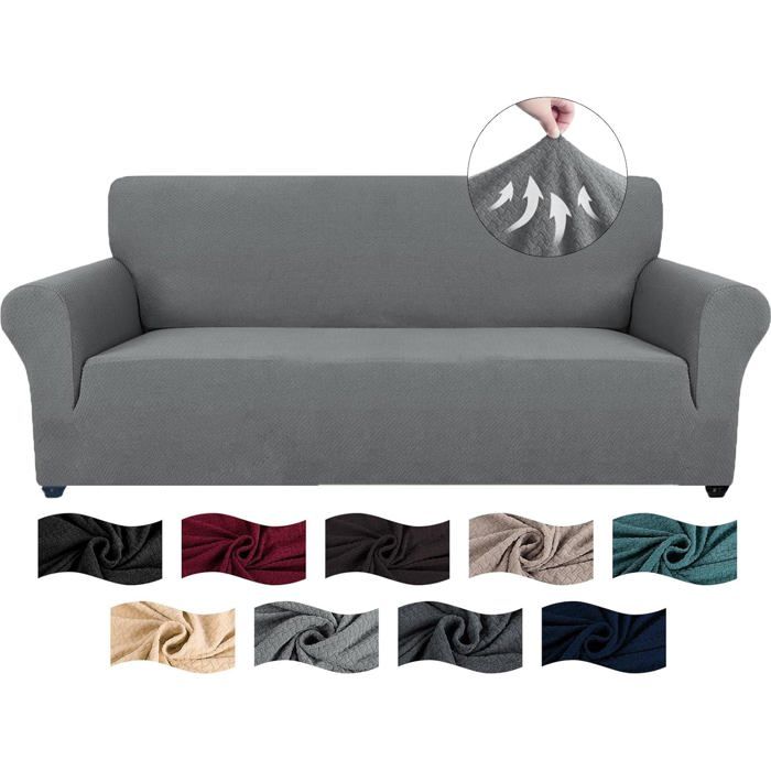 Housse De Canape 3 Places Avec Accoudoirs Jacquard Housse Canape Extensible Universelle Sofa Cover Antidérapante Couvre Cana[CA65]