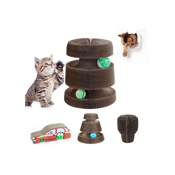 Griffoir pour chat en carton - XYUAYAMZ - Magic Organ Board - Pliable - 2 cloches - Résistant aux rayures