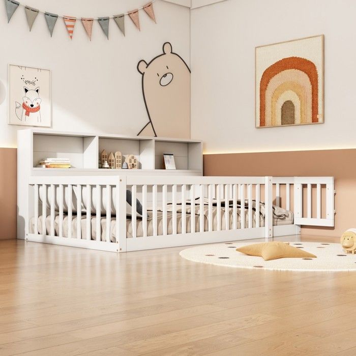 Lit canapé coffre rangement - PAGE LIVING - Lit jour - 90x200 cm - Sommier lattes pin - Rangement & barrières amovibles