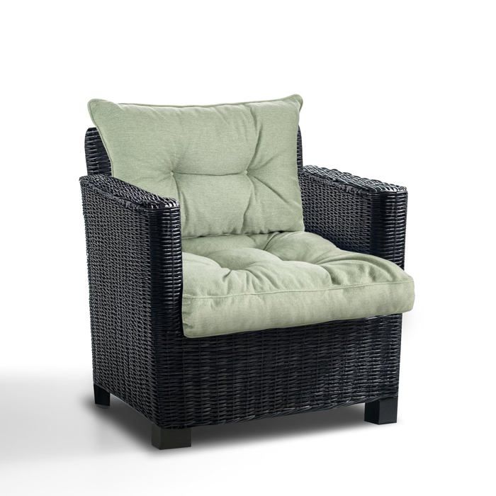 Lot de 2 coussins salon jardin polypropylène 50x50 cm et 50x40 cm assise dossier mobilier rotin extérieur résistant