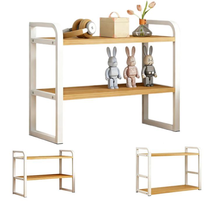 Étagère Bureau Double en Bois ganisateur de Bureau Étagère de Rangement de Bureau à 2 ux Étagère de Rangement à Poser BUREAU