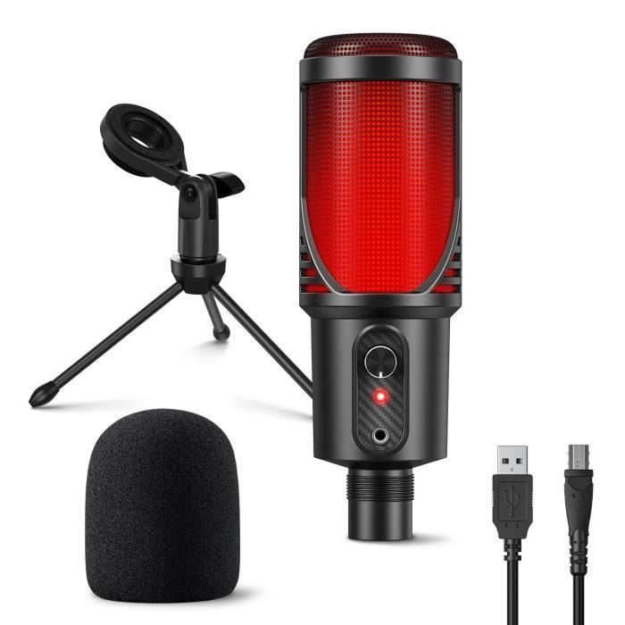 Prise en charge de trépied-JAMELO-Microphone de bureau à condensateur, USB,  pour jeux, podcast, streaming sta