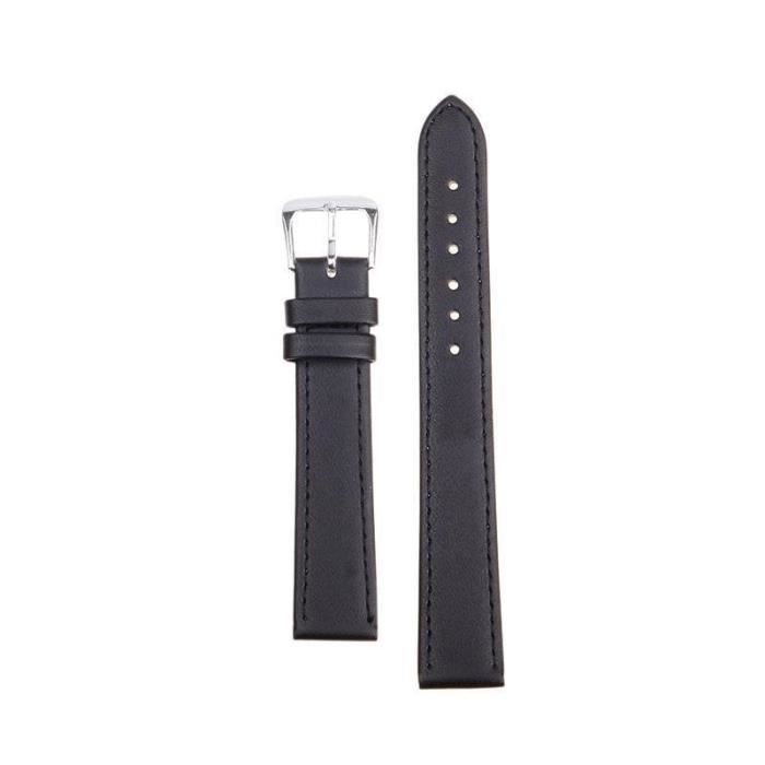 Bracelet De Montre En Cuir 10mm - Montage Rapide, Couleur Noir - Pour Hommes Et Femmes - Inclus Outils Et Ressorts
