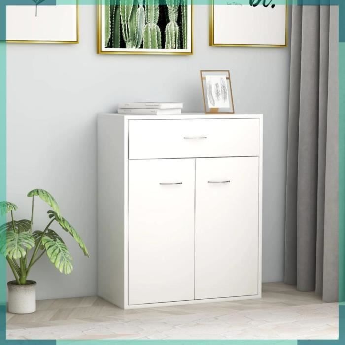 Buffet blanc 60x30x75 cm bois dingénierie-FHE800711