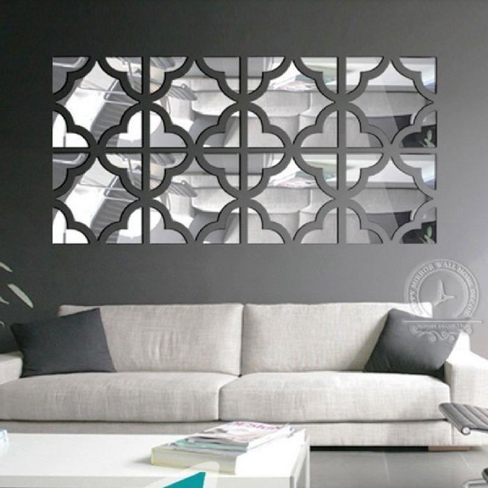 DARENYI - Lot De 4 Miroirs Adhésifs Acrylique 40x30 Cm - Autocollants Muraux Pour SdB, Salon, Chambre