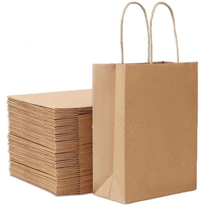 30 Pièces Sac kraft,Sac en Papier Kraft avec Poignée,Sac Papier Cadeau,Papier Cadeau Recyclable,Sachet Papier pour Anniversaire Mariage Noël et Célébrations de Fête épaissir, 130gsm 