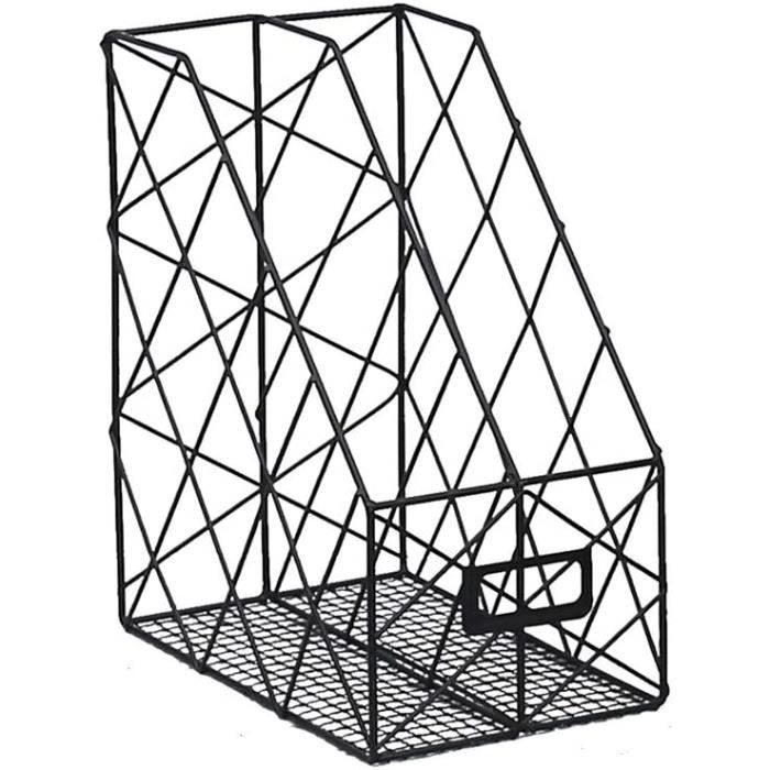 Porte-revues Métallique SUPEASY 4 Compartiments - Organisateur Bureau, école, Maison, Noir