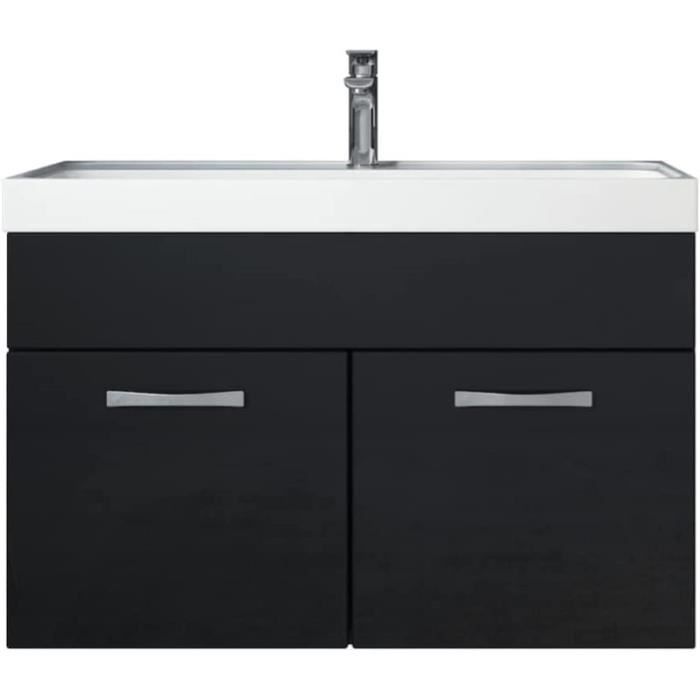 Meuble De Salle De Bain Avec Lavabo - 76x46x87cm, Blanc, Peinture Résistante à L'humidité, 4 Tiroirs, Vasque En Céramique Encastrée