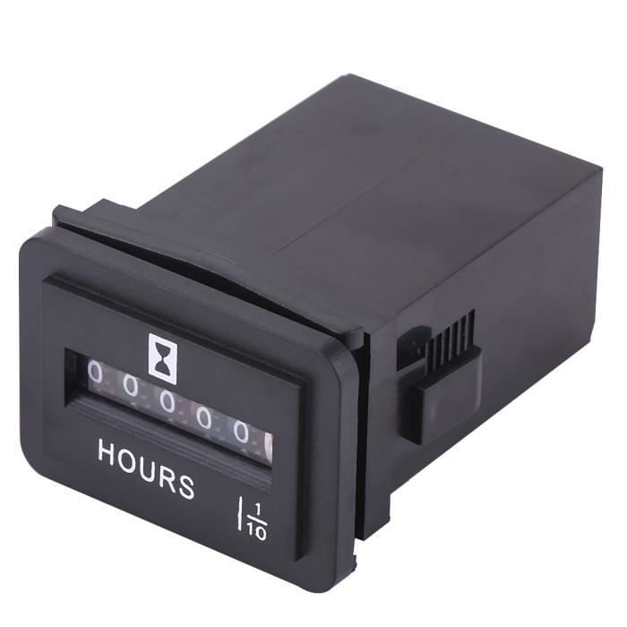 Compteur Horaire Mécanique HM001 - 6-80V DC - Pour Moteur, Générateur - Compte Jusqu'à 99999.9h - 9