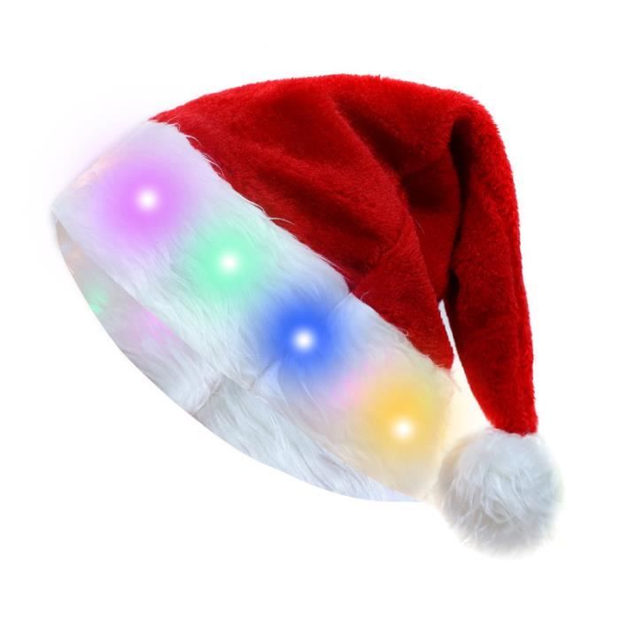 2pcs Bonnet Lumineux LED Chapeau Noel Adultes Bonnet Pere Noel Peluche  Bonnets Chapeau Rouge pour Fête de Noel（Pile Non Incluse） - Cdiscount Maison