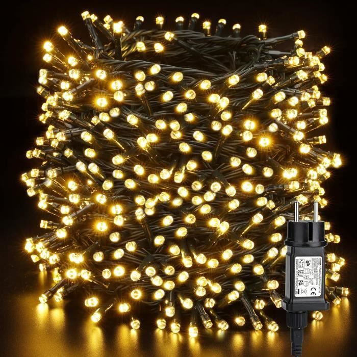 Rideau Lumineux 100M 1000 LED Guirlande Lumineuse Mariage, Timer, Étanche Rideau Lumineux Noël pour Pergola Jardin Extérieur Interieur Décorations - Jaune