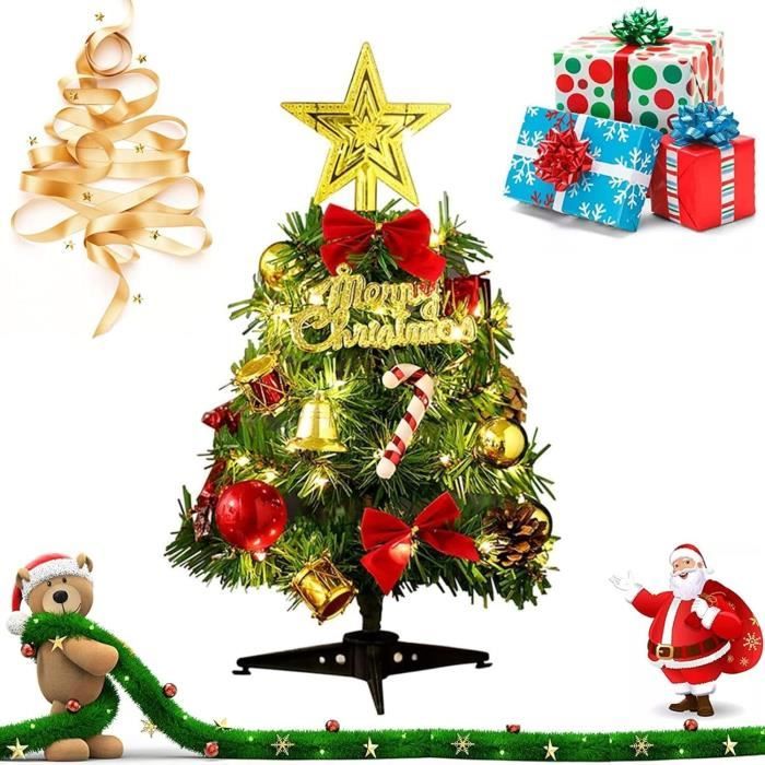 Petit Sapin De Noël Artificiel, 50 Cm, Avec Éclairage, Entièrement