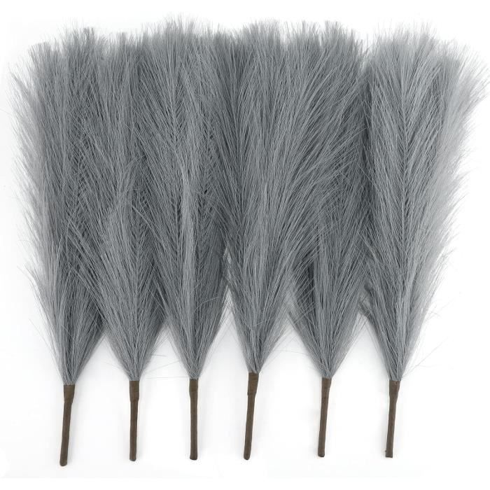 6 Steli Di Erba Della Pampas Artificiale 43-45 Cm - Bouquet Di Piume Per Decorazione Boho, Matrimonio E Casa - Colore Rosa